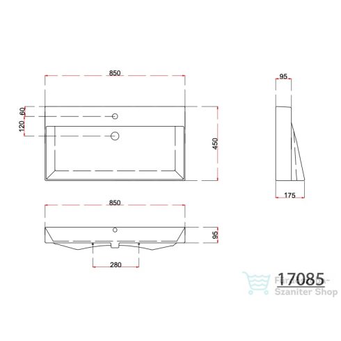 Sapho KARE kerámiamosdó, 85x46cm (17085)