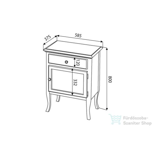 Sapho RETRO komód, 60x80x38 cm, antik fehér 1714