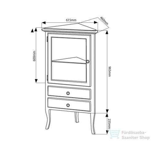 Sapho RETRO sarokszekrény, jobbos, 60x120x47 cm, bükk 1715