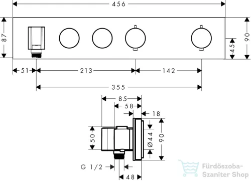 Hansgrohe AXOR SHOWERSOLUTIONS falsík alatti termosztátos zuhany csaptelep, rozsdamentes acél hatású 18355800