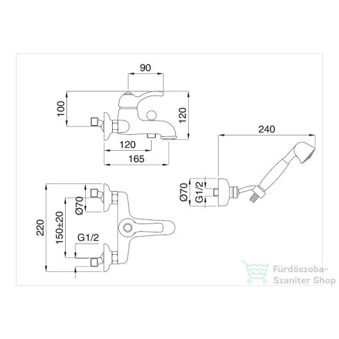 Bugnatese LEM kádtöltő csaptelep zuhanyszettel,arany 1902DO