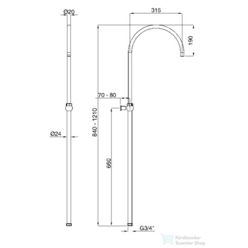 Bugnatese  Zuhanyrúd "esernyő" old model króm színben 19117
