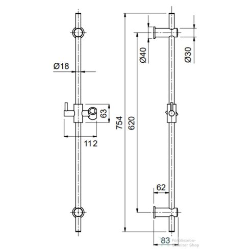Bugnatese  rudas zuhanyszett 75,4 cm-es rúddal,arany 19260DO