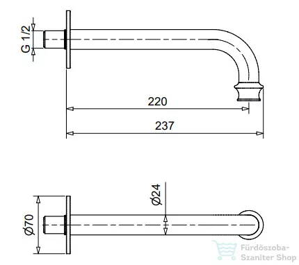 Bugnatese DENVER 22 cm-es kádtöltő,króm 19299CR