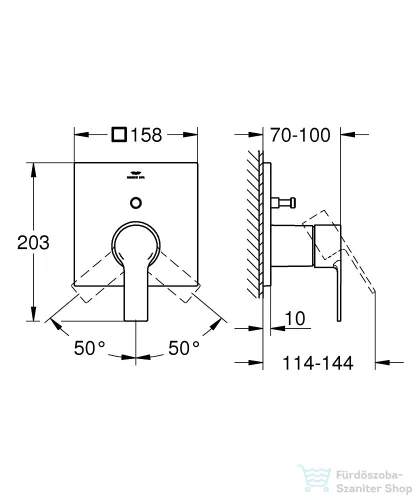 GROHE Allure egykaros falsík alatti csaptelep 2-utas váltóval, grafit 19315A01