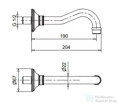 Bugnatese klasszikus 19 cm-es kádtöltő,króm 19362CR