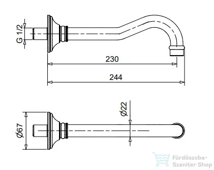 Bugnatese klasszikus 23 cm-es kádtöltő,króm 19363CR
