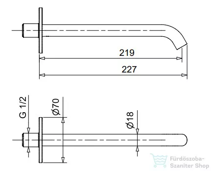 Bugnatese minimal 22 cm-es kádtöltő,króm 19364CR