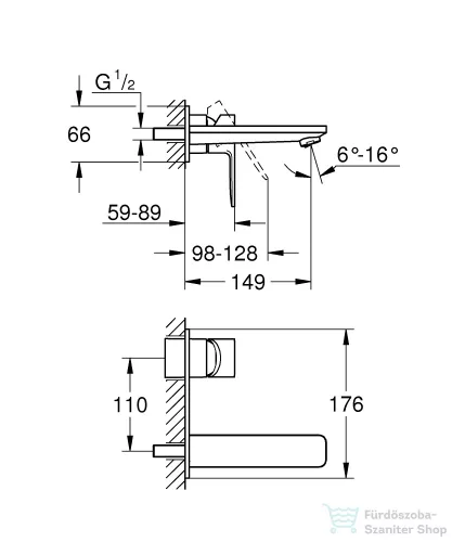 GROHE Lineare falsík alatti mosdó csaptelep leeresztő és alaptest nélkül,Brushed Hard Graphite 19409AL1