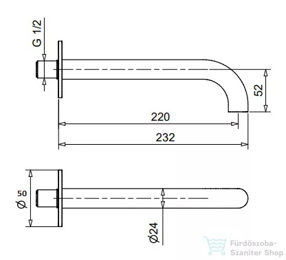 Bugnatese minimal 22 cm-es kádtöltő,króm 19430CR