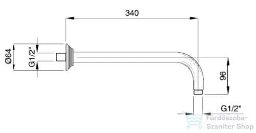 Bugnatese ACCESSORI Kifolyószár 34 cm hosszúságban, RUSZTIKUS stílus króm színben 19479