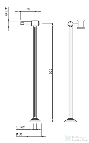 Bugnatese ACCESSORI Csapteleptartó állvány összekötővel RUSZTIKUS STÍLUS króm színben 19644