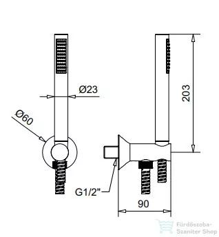 Bugnatese Orion gégecső csatlakozós zuhanytartó zuhanyszettel,szálcsiszolt arany 19693OS
