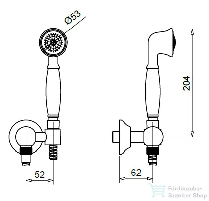 Bugnatese gégecső csatlakozós zuhanyszett tartóval,bronz 19712BR