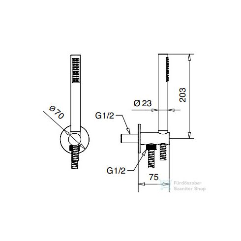Bugnatese  zuhanyszett gégecső csatlakozóval, fekete 19716NE
