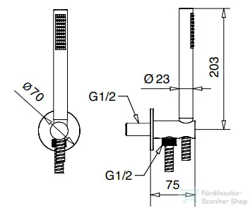 Bugnatese gégecső csatlakozós zuhanyszett,PVD arany 19716PO