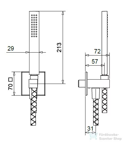 Bugnatese ATELIER gégecső csatlakozós zuhanyszett tartóval, PVD fényes rame 19721PR