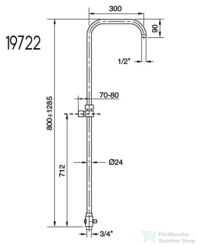 Bugnatese  Zuhanyrúd "esernyő" váltóval és z.tartóval króm színben 19722