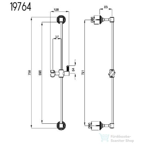 Bugnatese  Zuhanyrúd Olympia króm színben 19764