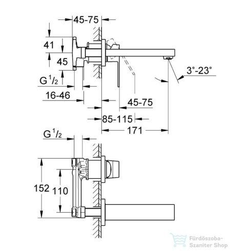 GROHE Eurocube 2-lyukas mosdócsaptelep 19895000