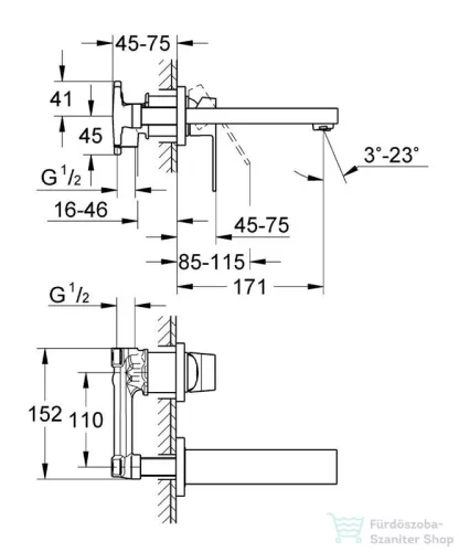 GROHE Eurocube 2-lyukas mosdócsaptelep 19895000