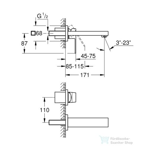 GROHE Eurocube falsík alatti mosdó csaptelep,Brushed Hard Graphite 19895AL0