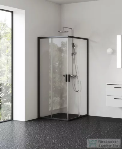 Ravak BLIX II NBLRV2 80x80 cm-es tolóajtós zuhanykabin, transparent üveg, fekete 1LM40300Z1