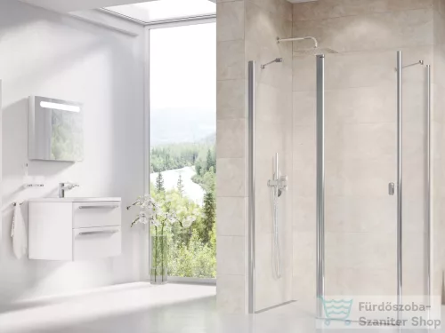 Ravak CHROME CRV2+CPS 80x80 cm-es nyílóajtós zuhanykabin fix oldalfallal,króm+transparent 1QV40C00Z1SET80CPS80