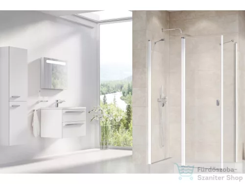 Ravak CHROME CRV2+CPS 90x80 cm-es nyílóajtós zuhanykabin fix oldalfallal,fehér/transparent 1QV70100Z1SET90CPS80