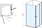 Ravak CHROME CRV1+CRV2 90x100 cm-es nyílóajtós,sarokbelépős zuhanykabin,króm/transparent 1QV70C01Z1SET90CRV2100