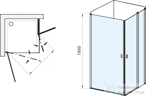Ravak CHROME CRV1+CRV2 90x90 cm-es nyílóajtós,sarokbelépős zuhanykabin,króm/transparent 1QV70C01Z1SET90CRV290