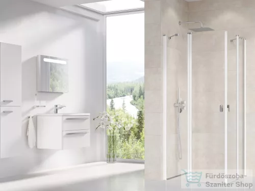 Ravak CHROME CRV2+CRV2 100x100 cm-es nyílóajtós,sarokbelépős zuhanykabin,fehér/transparent 1QVA0100Z1SET100100