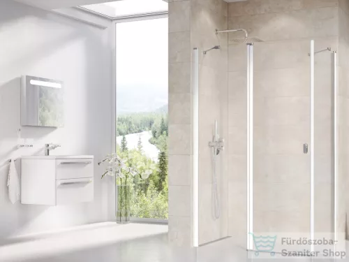 Ravak CHROME CRV2+CPS 100x90 cm-es nyílóajtós zuhanykabin fix oldalfallal,fehér/transparent 1QVA0100Z1SET100CPS90