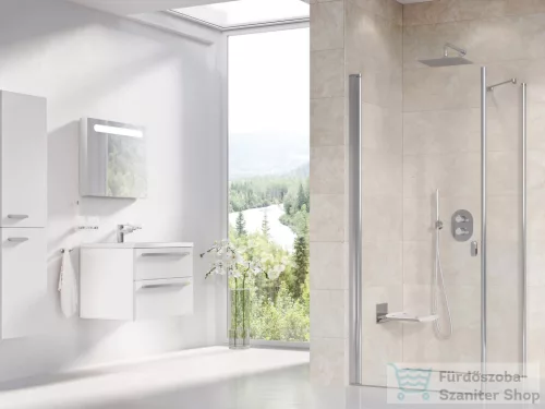 Ravak CHROME CRV1+CPS 100x90 cm-es nyílóajtós,zuhanykabin oldalfallal,króm/transparent 1QVA0C01Z1SET100CPS90