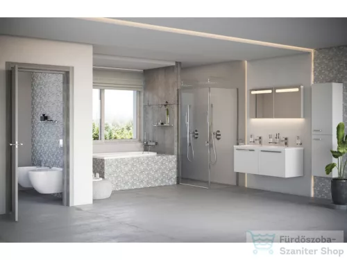 Ravak CHROME CRV1+CPS 100x90 cm-es nyílóajtós,zuhanykabin oldalfallal,króm/transparent 1QVA0C01Z1SET100CPS90