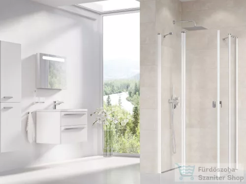 Ravak CHROME CRV2+CRV2 110x110 cm-es nyílóajtós,sarokbelépős zuhanykabin,fehér/transparent 1QVD0100Z1SET110110