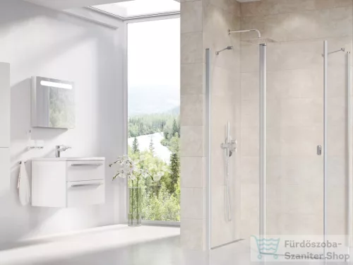 Ravak CHROME CRV2+CPS 110x100 cm-es nyílóajtós zuhanykabin fix oldalfallal,szatén/transparent 1QVD0U00Z1SET110CPS100