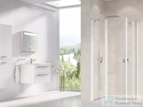 Ravak CHROME CRV2+CRV2 120x120 cm-es nyílóajtós,sarokbelépős zuhanykabin,fehér/transparent 1QVG0100Z1SET120120