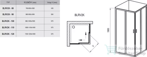 Ravak BLIX BLRV2K-100 100 cm-es toló zuhanyajtó (csak az egyik oldal),Szatén+transparent 1XVA0U00Z1