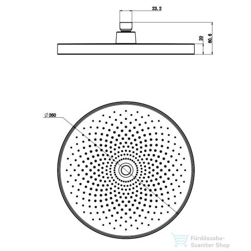 Kielle Oudee 260 mm-es fejzuhany, króm/fekete 20102000