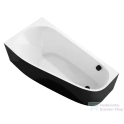  Sapho POLYSAN PROJEKTA L MONOLITH aszimmetrikus kád, balos, sarokba, 156x77x60cm, fehér/fekete (20111MB)