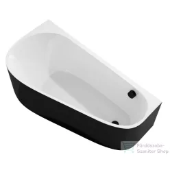   Sapho POLYSAN PROJEKTA DL MONOLITH aszimmetrikus kád, balos, falhoz, 156x77x60cm, fehér/fekete (20111MDLB)