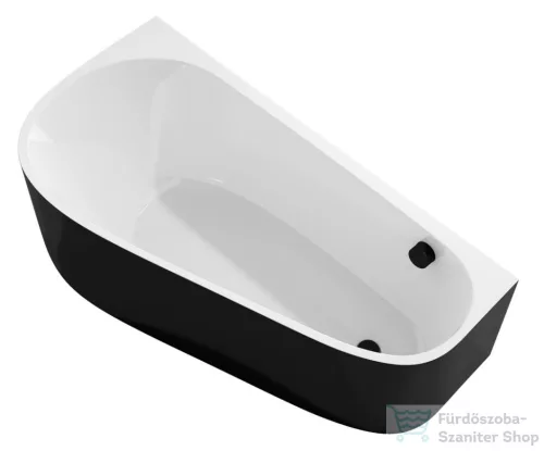Sapho POLYSAN PROJEKTA DL MONOLITH aszimmetrikus kád, balos, falhoz, 156x77x60cm, fehér/fekete (20111MDLB)