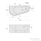 Sapho POLYSAN PROJEKTA DL MONOLITH aszimmetrikus kád, balos, falhoz, 156x77x60cm, fehér/fekete (20111MDLB)
