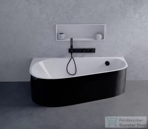 Sapho POLYSAN PROJEKTA DL MONOLITH aszimmetrikus kád, balos, falhoz, 156x77x60cm, fehér/fekete (20111MDLB)