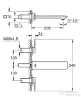 Grohe Allure 3-lyukas falsík alatti mosdó csaptelep, leeresztő nélkül,  grafit 20193A02