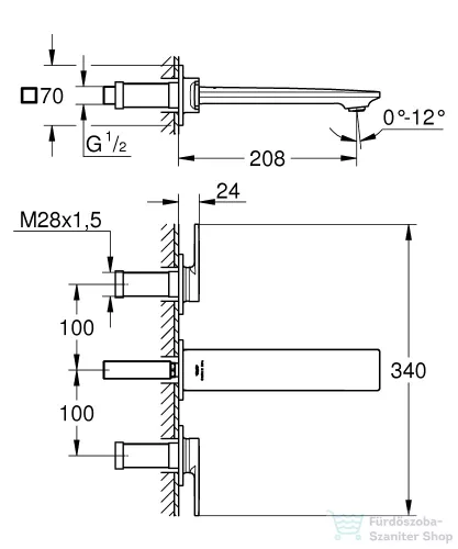 Grohe Allure 3-lyukas falsík alatti mosdó csaptelep, leeresztő nélkül,  grafit 20193A02