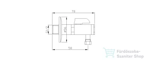 Sapho Sarokszelep 1/2"x308" anyával, bronz 2020BRO
