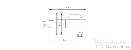 Sapho REITANO ANTEA Sarokszelep 1/2"x308" anyával, arany 2020ZL