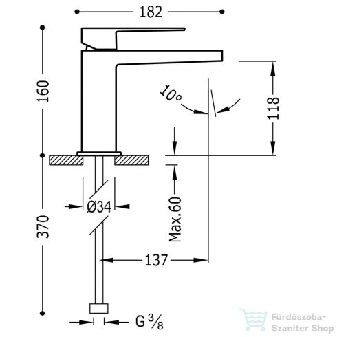 Tres Slim Exclusive mosdó csaptelep leeresztő nélkül, steel 20210301AC